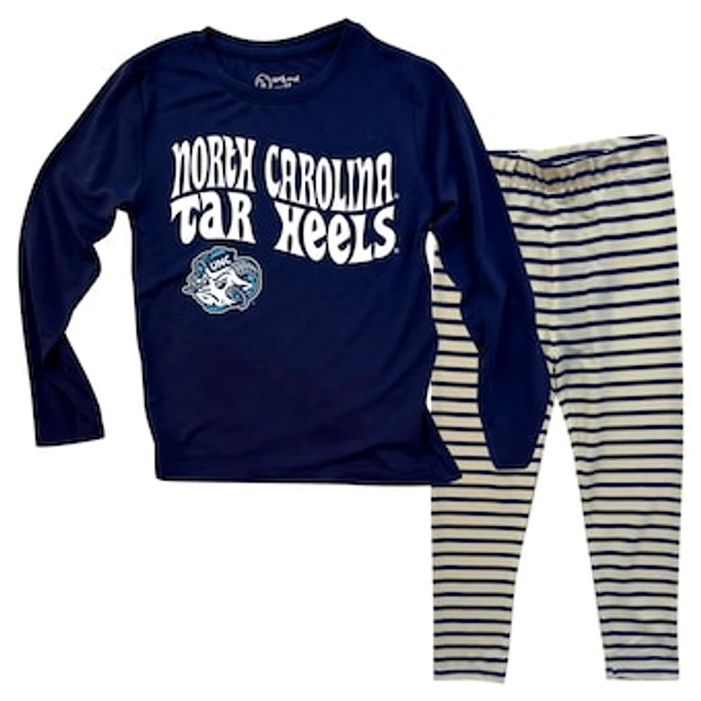 Infant Wes & Willy  North Carolina Tar Heels Long Sleeve Top and Striped Leggings Set