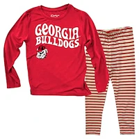 Infant Wes & Willy  Georgia Bulldogs Long Sleeve Top and Striped Leggings Set