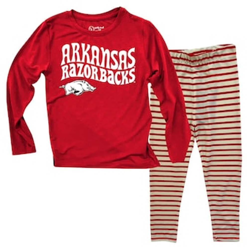 Infant Wes & Willy  Arkansas Razorbacks Long Sleeve Top and Striped Leggings Set