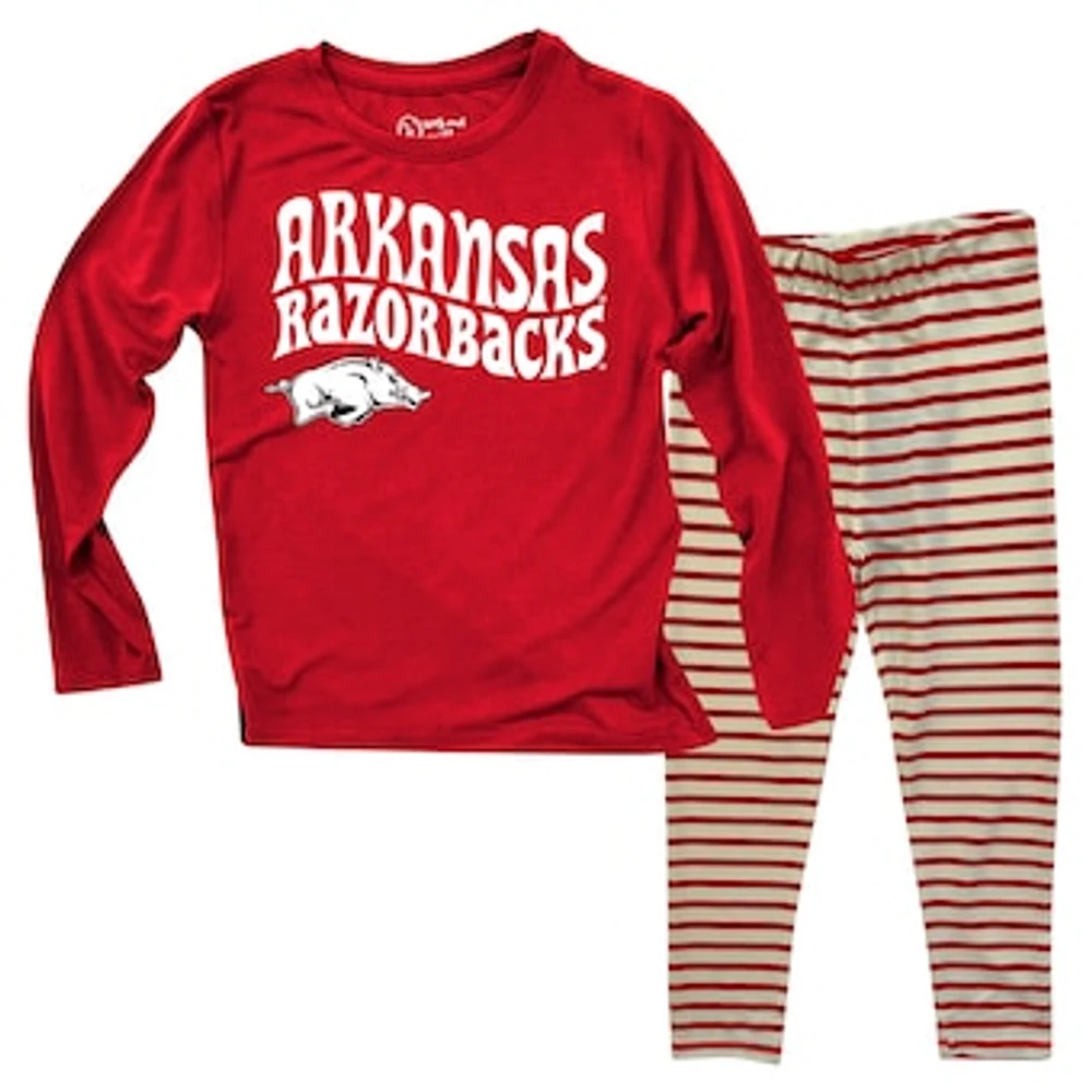 Toddler Wes & Willy  Arkansas Razorbacks Long Sleeve Top and Striped Leggings Set