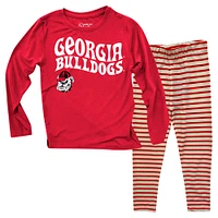 Toddler Wes & Willy  Georgia Bulldogs Long Sleeve Top and Striped Leggings Set