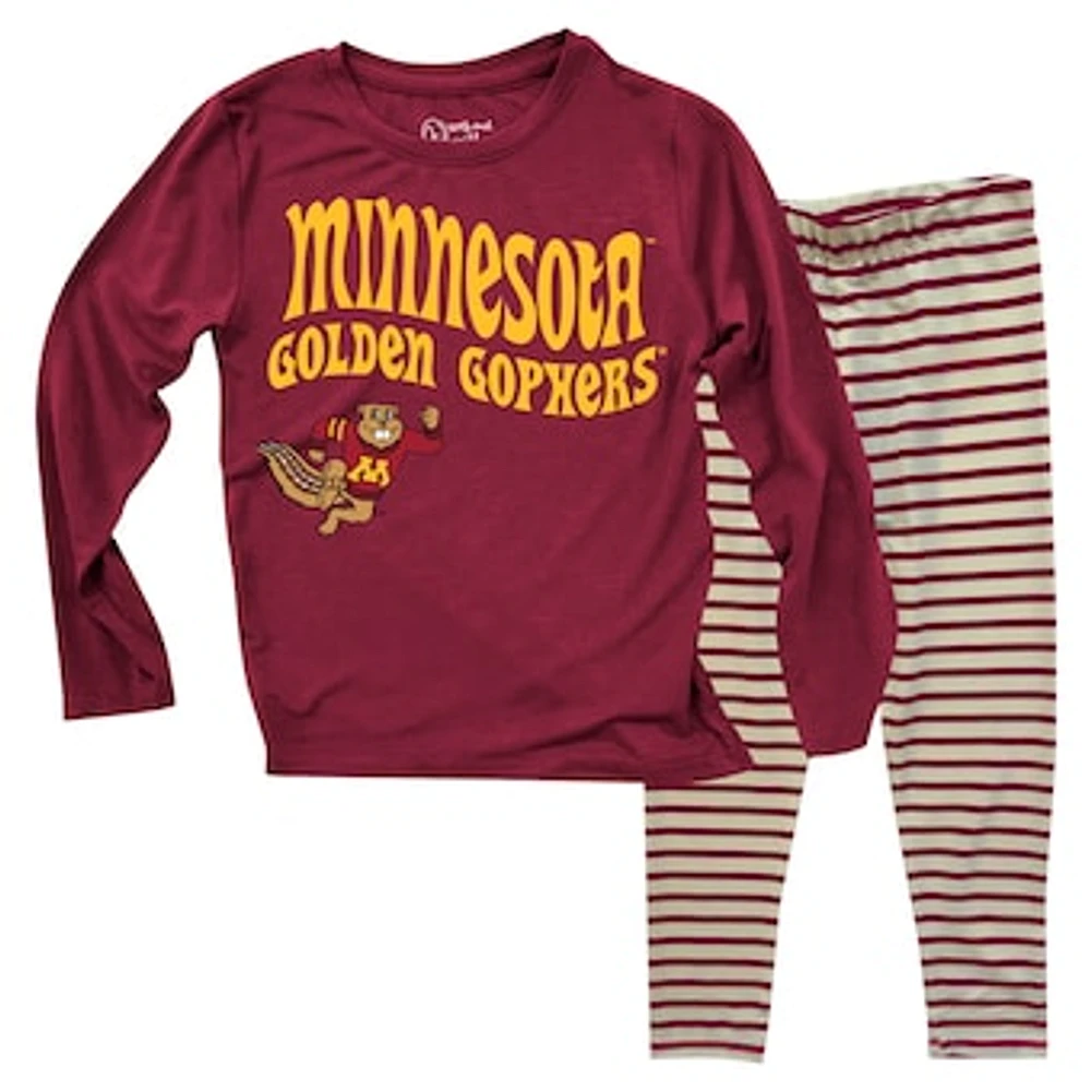 Toddler Wes & Willy  Minnesota Golden Gophers Long Sleeve Top and Striped Leggings Set