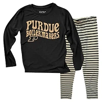 Toddler Wes & Willy  Purdue Boilermakers Long Sleeve Top and Striped Leggings Set