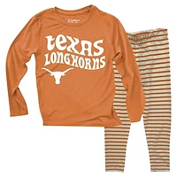 Toddler Wes & Willy  Texas Longhorns Long Sleeve Top and Striped Leggings Set