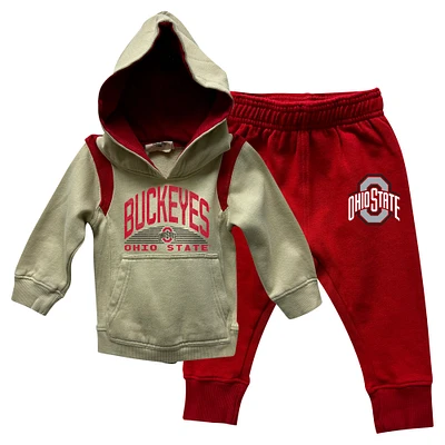 Infant Wes & Willy Ohio State Buckeyes Colorblock Pullover Hoodie and Sweatpants Set