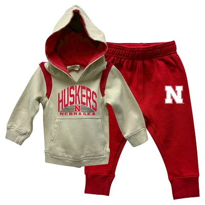 Infant Wes & Willy Nebraska Huskers Colorblock Pullover Hoodie and Sweatpants Set