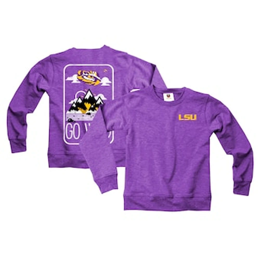 Youth Wes & Willy Purple LSU Tigers Tri-Blend Go Wild Pullover Sweatshirt