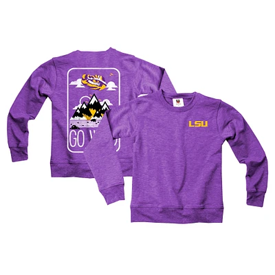 Youth Wes & Willy Purple LSU Tigers Tri-Blend Go Wild Pullover Sweatshirt