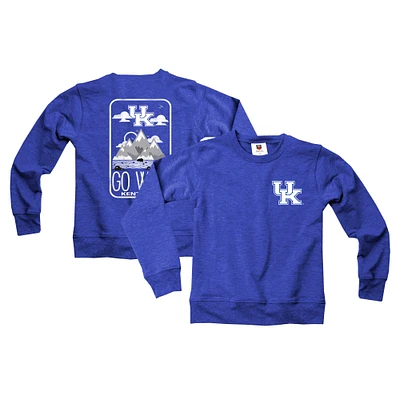 Youth Wes & Willy Royal Kentucky Wildcats Tri-Blend Go Wild Pullover Sweatshirt