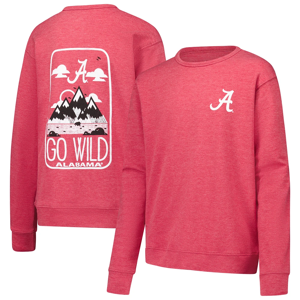 Youth Wes & Willy Crimson Alabama Tide Tri-Blend Go Wild Pullover Sweatshirt