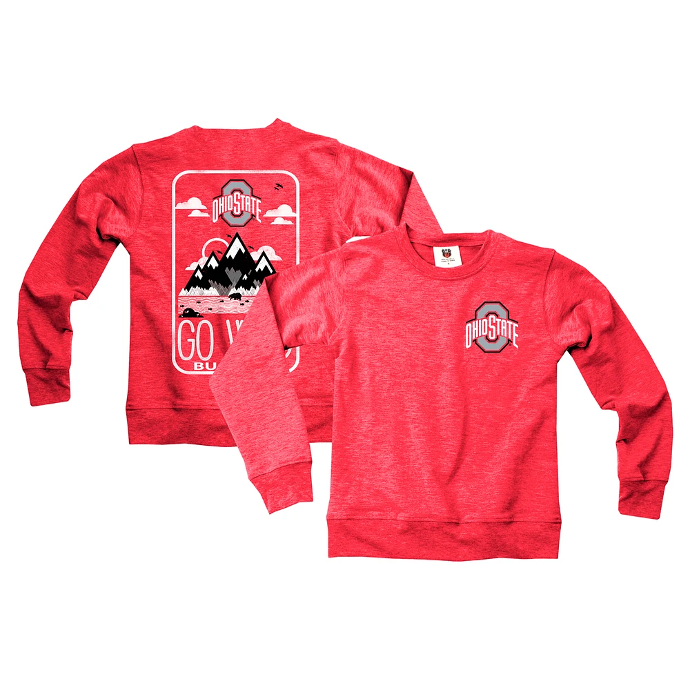 Youth Wes & Willy Scarlet Ohio State Buckeyes Tri-Blend Go Wild Pullover Sweatshirt