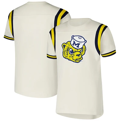 Youth Wes & Willy Cream Michigan Wolverines Colorblock Yoke Vault T-Shirt