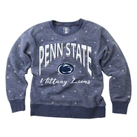 Girls Toddler Wes & Willy  Navy Penn State Nittany Lions Shimmer Star Reverse Fleece Pullover Sweatshirt