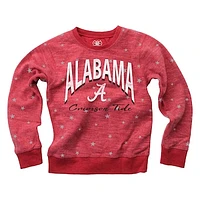 Girls Toddler Wes & Willy  Crimson Alabama Tide Shimmer Star Reverse Fleece Pullover Sweatshirt