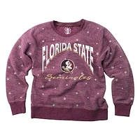 Girls Toddler Wes & Willy  Garnet Florida State Seminoles Shimmer Star Reverse Fleece Pullover Sweatshirt