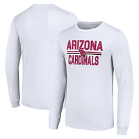 Men's Starter White Arizona Cardinals Team Mesh Print Graphic Long Sleeve T-Shirt