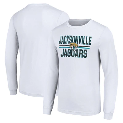 Men's Starter White Jacksonville Jaguars Team Mesh Print Graphic Long Sleeve T-Shirt