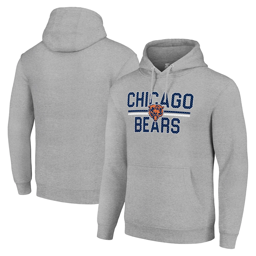 Unisex Starter Heather Gray Chicago Bears Team Mesh Print Graphic Tri-Blend Pullover Hoodie