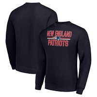 Men's Starter Navy New England Patriots Team Mesh Print Graphic Pullover Sweatshirt