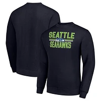 Men's Starter College Navy Seattle Seahawks Team Mesh Print Graphic Pullover Sweatshirt