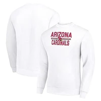 Men's Starter White Arizona Cardinals Team Mesh Print Graphic Pullover Sweatshirt