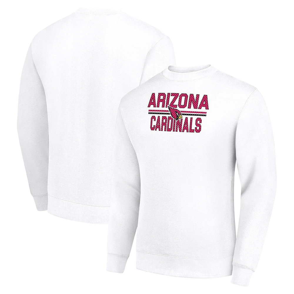 Men's Starter White Arizona Cardinals Team Mesh Print Graphic Pullover Sweatshirt