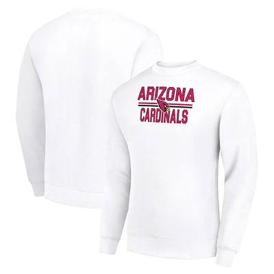 Men's Starter White Arizona Cardinals Team Mesh Print Graphic Pullover Sweatshirt