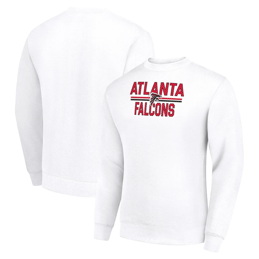 Men's Starter White Atlanta Falcons Team Mesh Print Graphic Pullover Sweatshirt