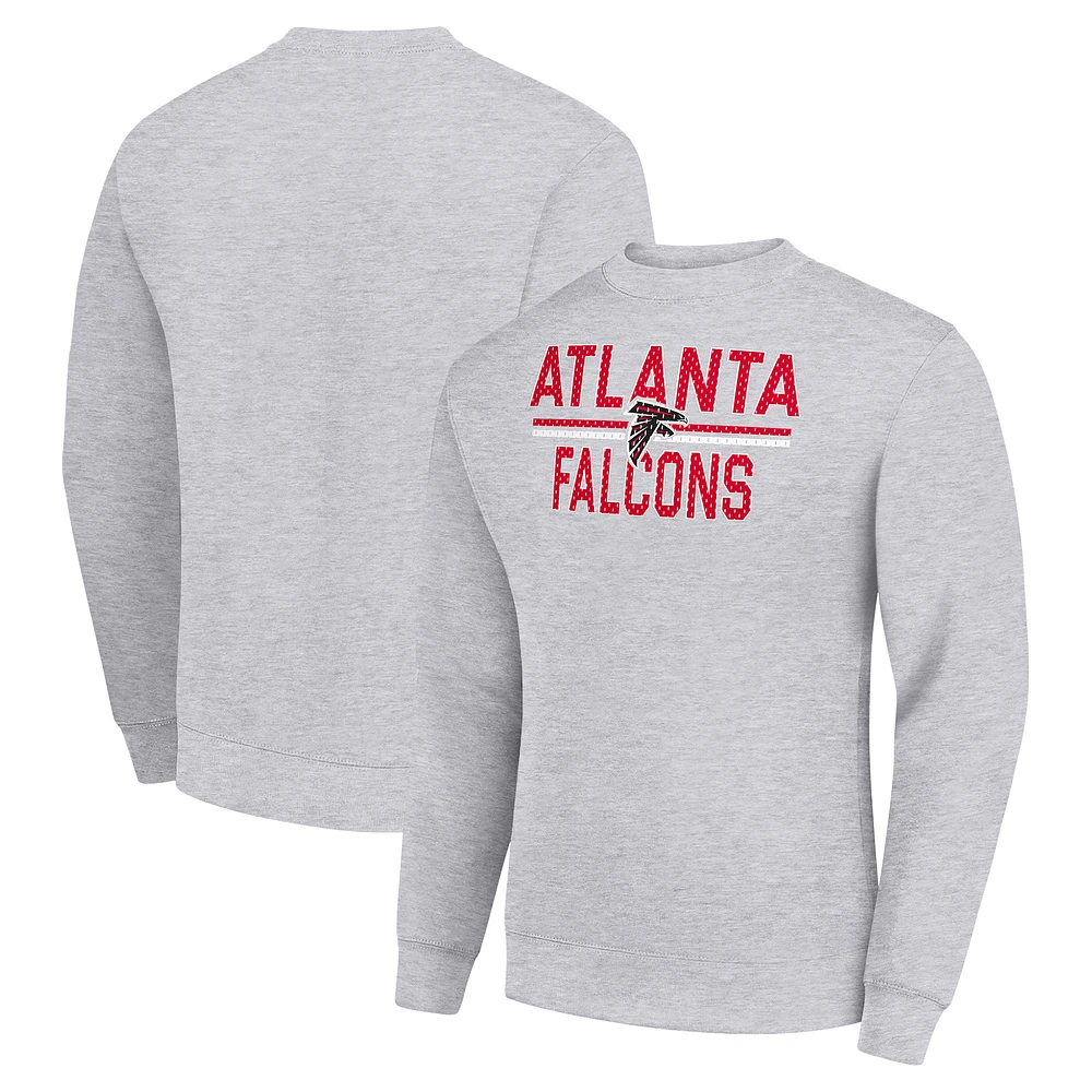 Men's Starter Heather Gray Atlanta Falcons Team Mesh Print Graphic Pullover Sweatshirt