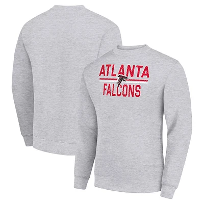 Men's Starter Heather Gray Atlanta Falcons Team Mesh Print Graphic Pullover Sweatshirt