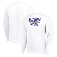 Men's Starter White Baltimore Ravens Team Mesh Print Graphic Pullover Sweatshirt