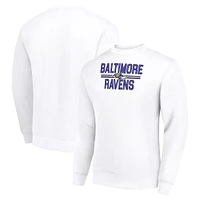 Men's Starter White Baltimore Ravens Team Mesh Print Graphic Pullover Sweatshirt