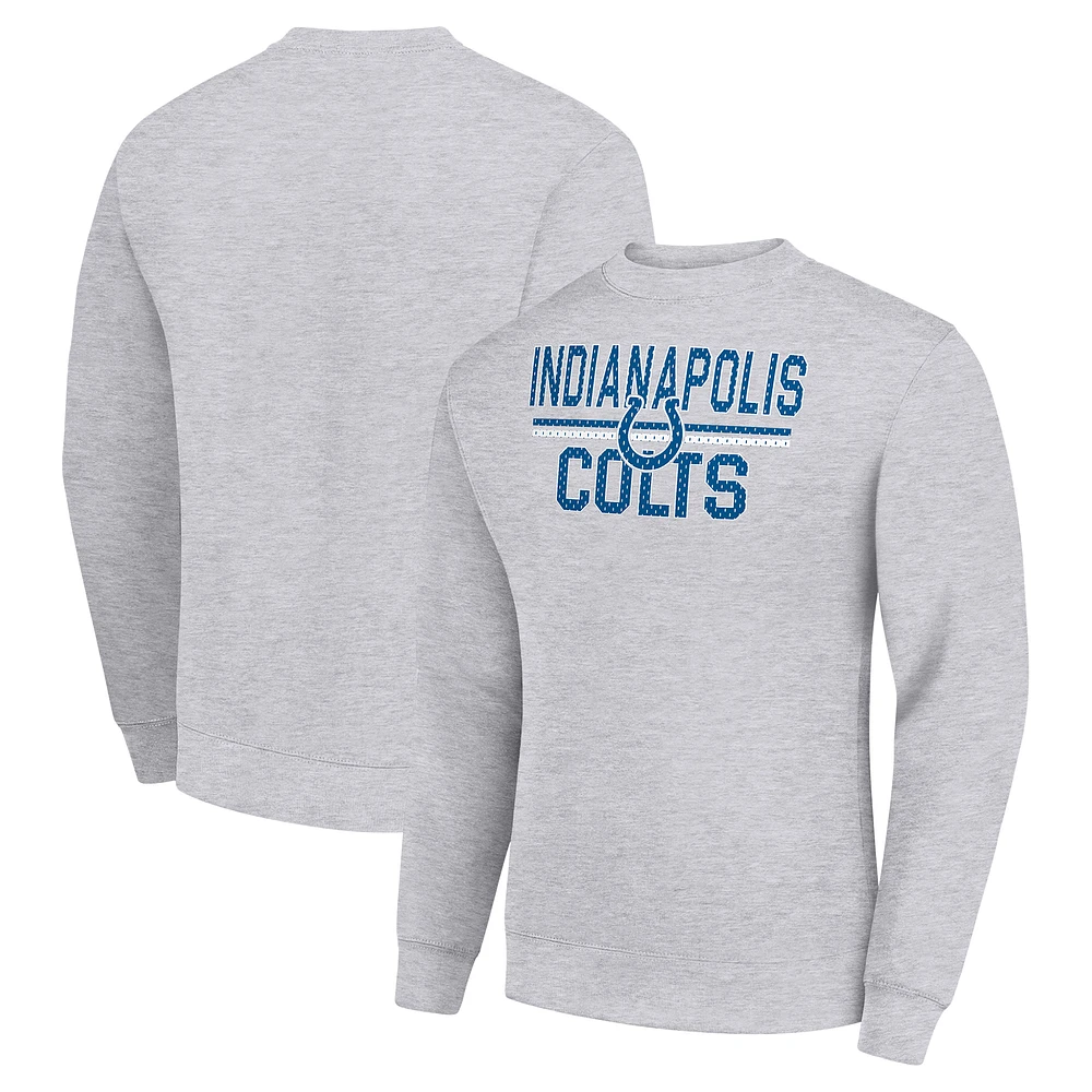 Men's Starter Heather Gray Indianapolis Colts Team Mesh Print Graphic Pullover Sweatshirt