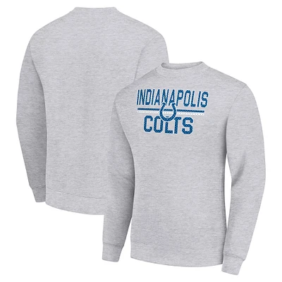 Men's Starter Heather Gray Indianapolis Colts Team Mesh Print Graphic Pullover Sweatshirt