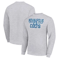 Men's Starter Heather Gray Indianapolis Colts Team Mesh Print Graphic Pullover Sweatshirt
