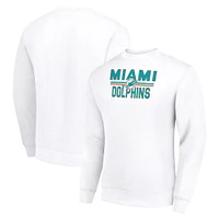 Men's Starter White Miami Dolphins Team Mesh Print Graphic Pullover Sweatshirt