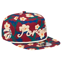 Men's New Era Crimson Toronto Raptors Vacation Floral Golfer Snapback Hat