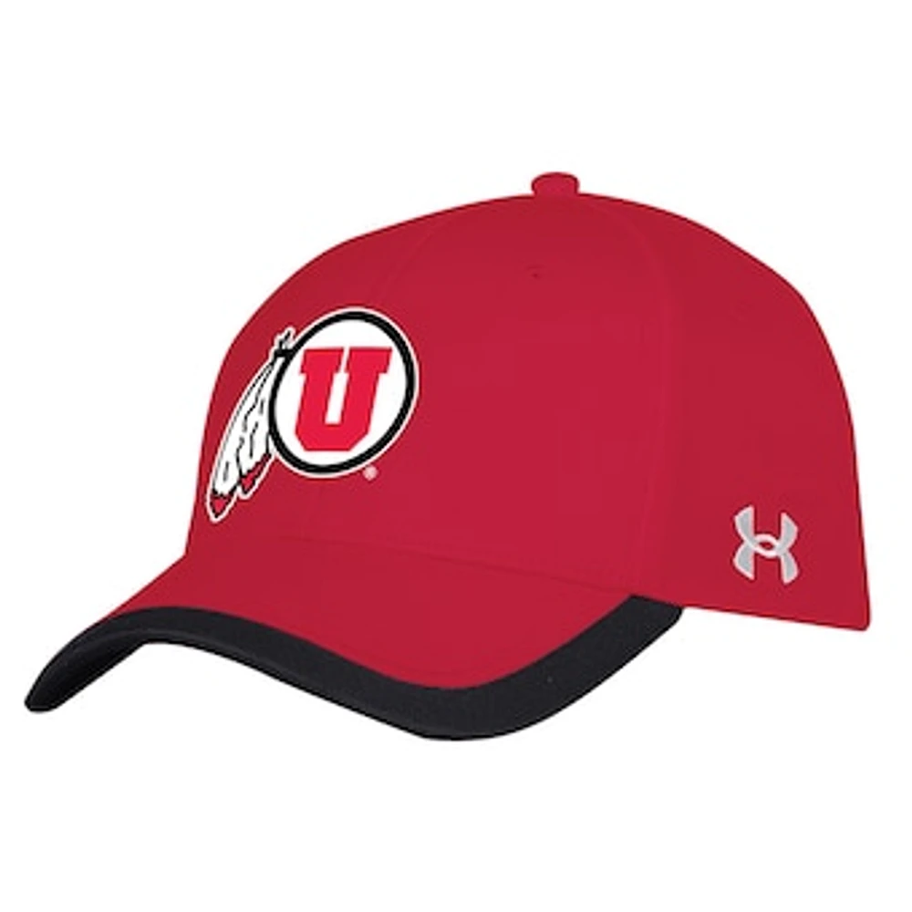 Men's Under Armour  Red Utah Utes Sideline Blitzing Accent Adjustable Hat