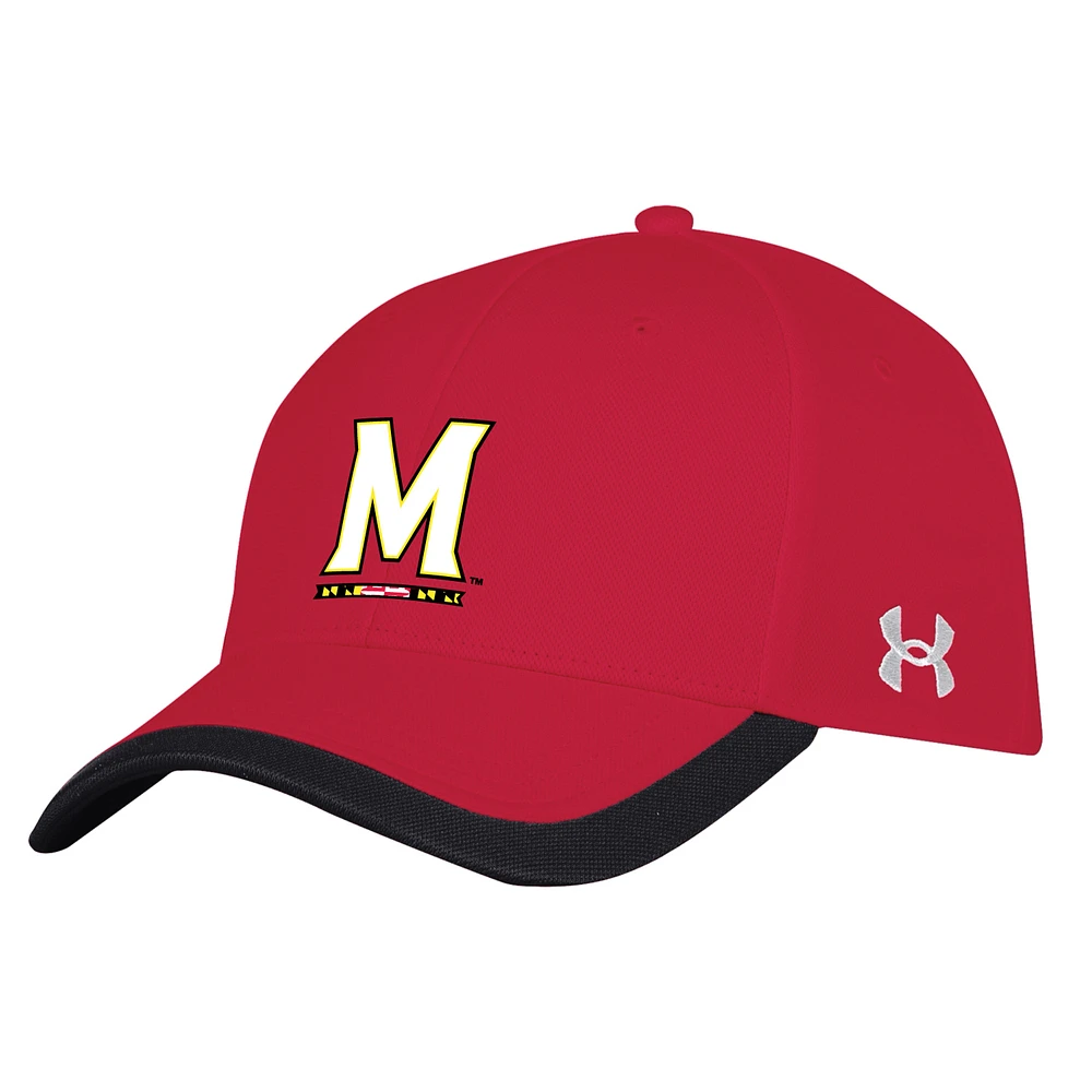 Men's Under Armour  Red Maryland Terrapins Sideline Blitzing Accent Adjustable Hat