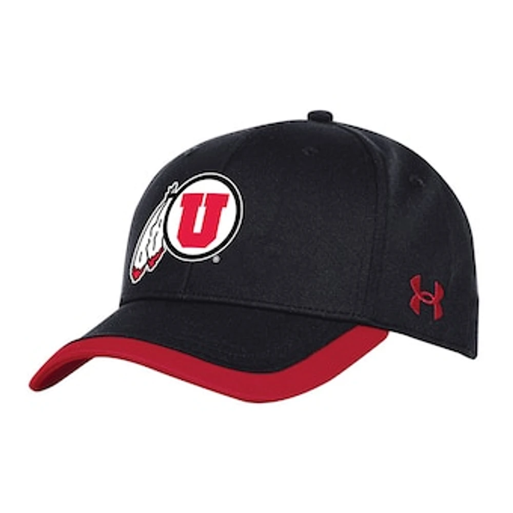 Men's Under Armour  Black Utah Utes Sideline Blitzing Accent Flex Hat