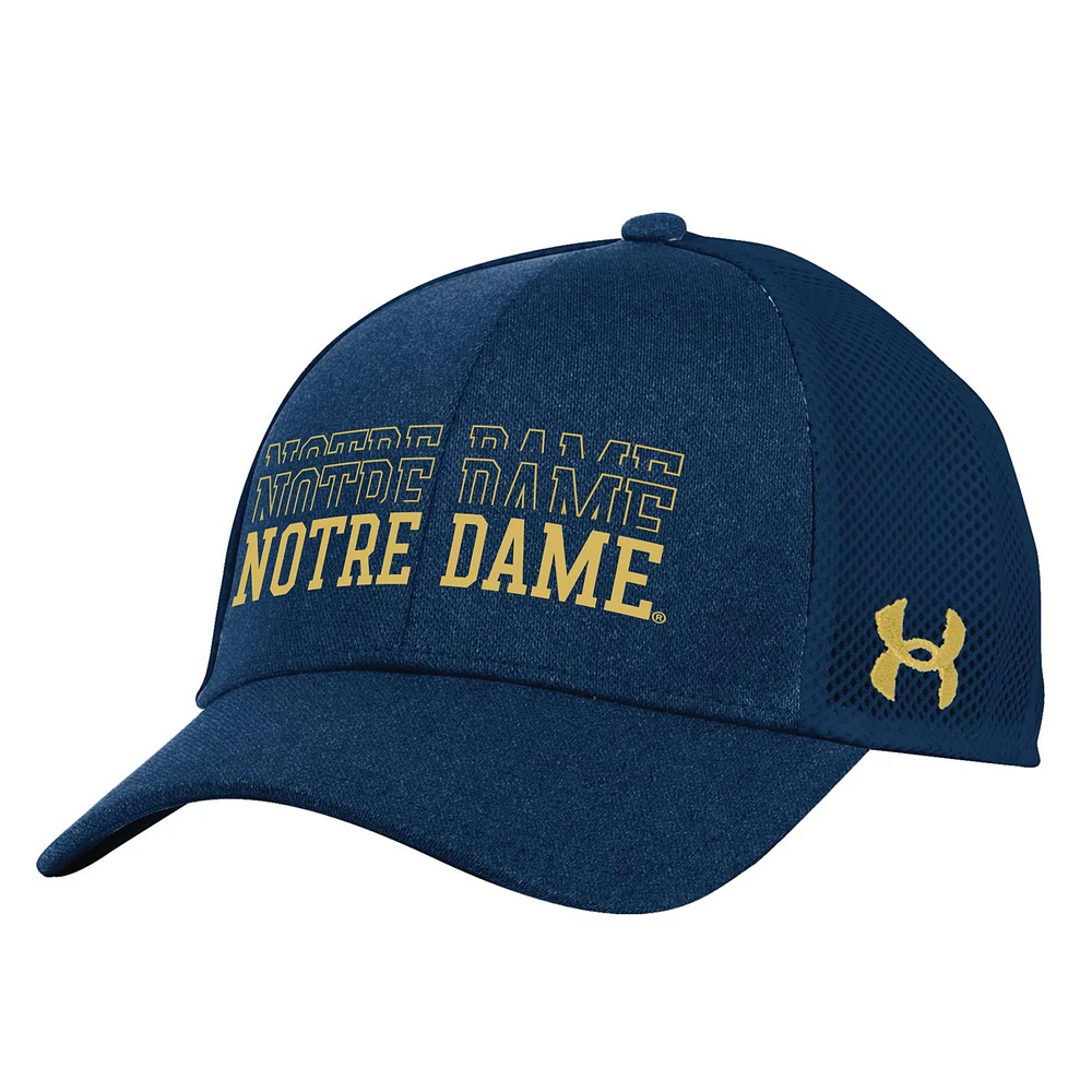 Men's Under Armour  Navy Notre Dame Fighting Irish 2024 Sideline Blitzing Trucker Adjustable Hat