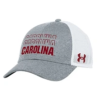 Men's Under Armour  Heather Gray South Carolina Gamecocks 2024 Sideline Blitzing Trucker Adjustable Hat