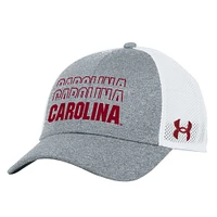 Men's Under Armour  Heather Gray South Carolina Gamecocks 2024 Sideline Blitzing Trucker Adjustable Hat