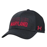 Men's Under Armour  Black Maryland Terrapins 2024 Sideline Blitzing Trucker Adjustable Hat