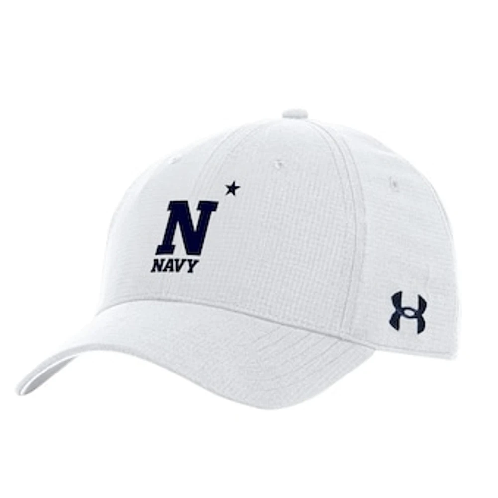 Men's Under Armour  White Navy Midshipmen Sideline Performance Flex Hat