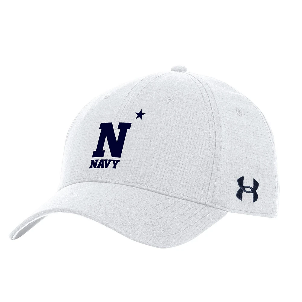 Men's Under Armour  White Navy Midshipmen Sideline Performance Adjustable Hat