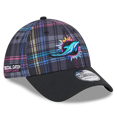 Men's New Era  Black Miami Dolphins 2024 NFL Crucial Catch 39THIRTY Flex Hat