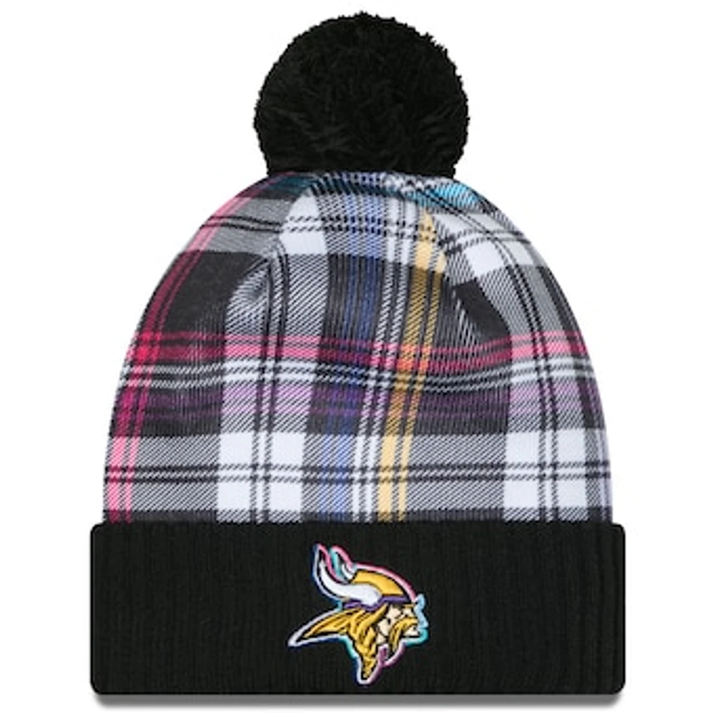 Men's New Era  Black Minnesota Vikings 2024 NFL Crucial Catch Cuffed Knit Hat With Pom