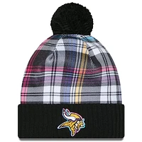 Men's New Era  Black Minnesota Vikings 2024 NFL Crucial Catch Cuffed Knit Hat With Pom