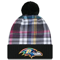 Men's New Era  Black Baltimore Ravens 2024 NFL Crucial Catch Cuffed Knit Hat With Pom